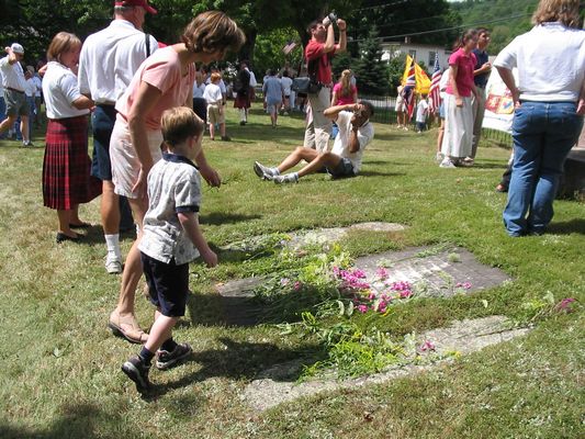 Photo of John and Betty More's graves in Roxbury NY Cemetary